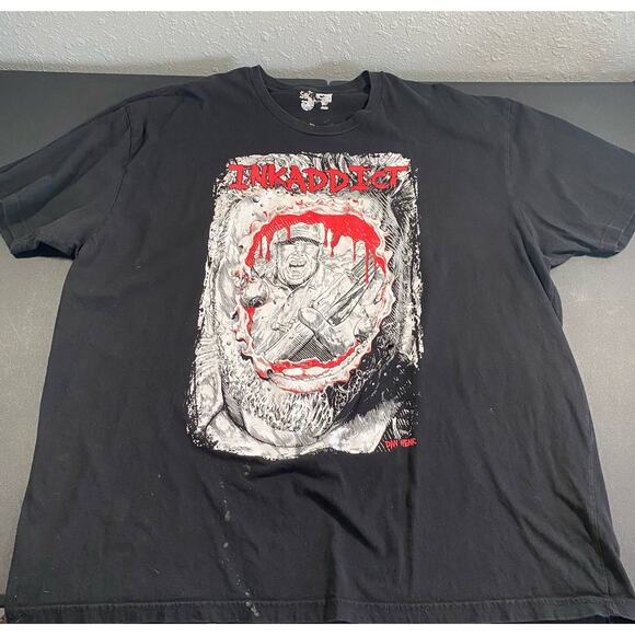 Black Ink Addict Streetwear T shirt short sleeve Red White Dan Henk Gun Gore - Picture 6 of 6
